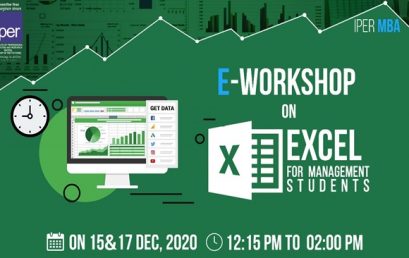 MS Excel e-Workshop at IPER MBA – 15th Dec, 2020