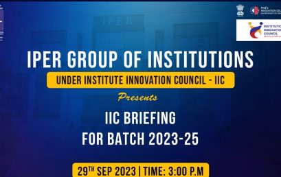 Institute Innovation Council (IIC) Briefing Session – 29th Sep, 2023
