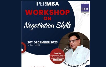 Workshop on Mastering the Art of Negotiation – IPER MBA – 20th Dec, 2023